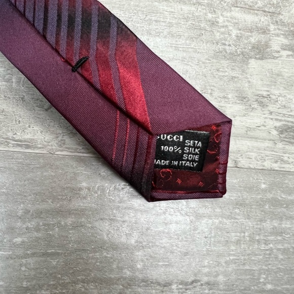 Gucci Maroon, Red & Black Plaid Silk Tie - Picture 4 of 5